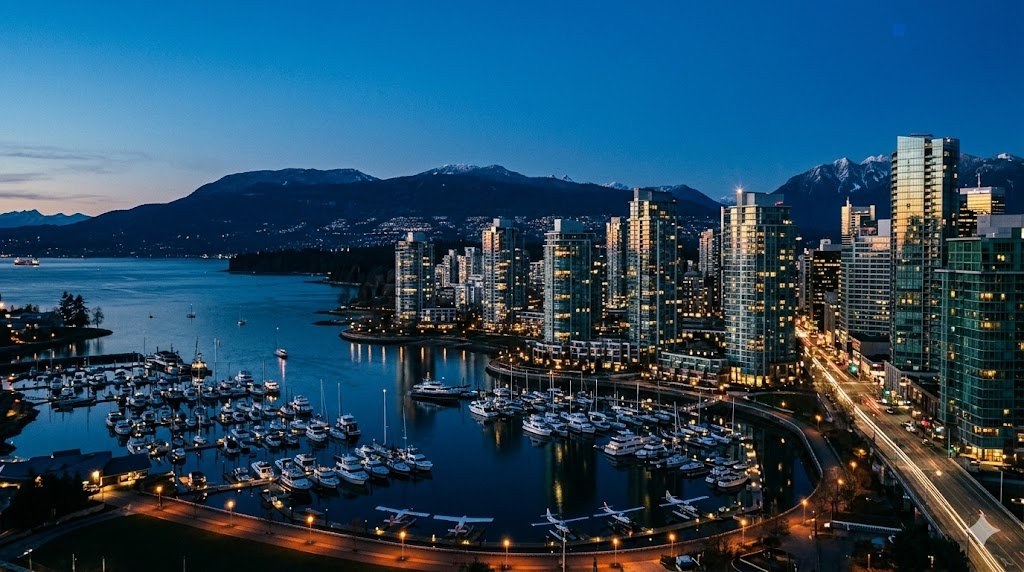 Vancouver skyline at blue hour